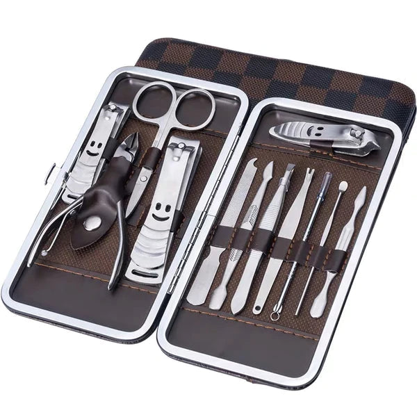 Kit Profissional de Manicure 12 Peças em Aço Inox ManiPro - Qualidade de Salão em Suas Mãos