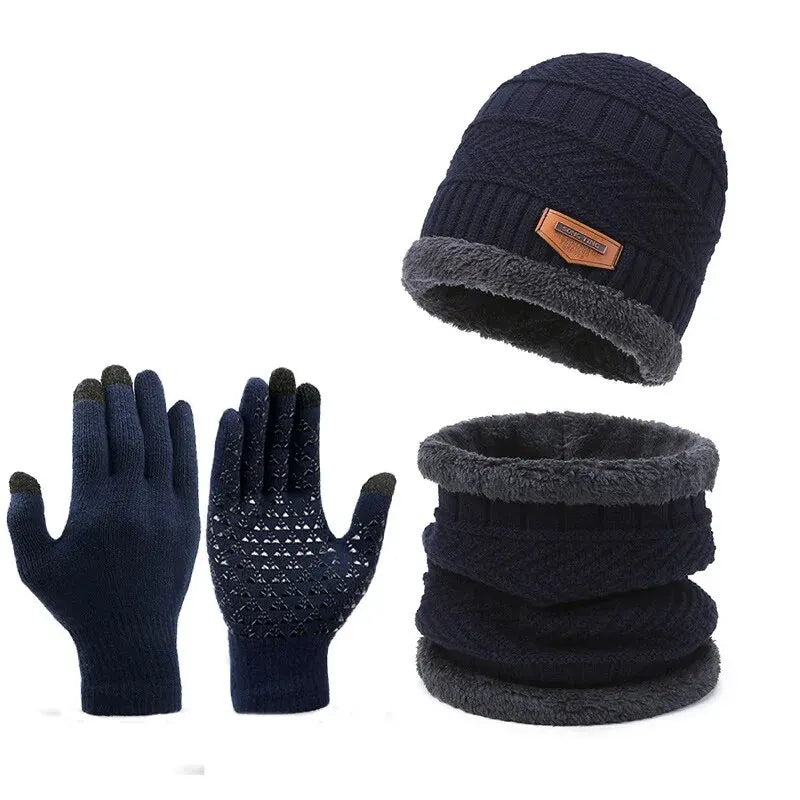 Kit Inverno Completo: Gorro Térmico com Cachecol e Luvas Pretas - FrostSet [ENFRENTE O FRIO COM ESTILO E CONFORTO]