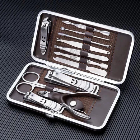 Kit Profissional de Manicure 12 Peças em Aço Inox ManiPro - Qualidade de Salão em Suas Mãos